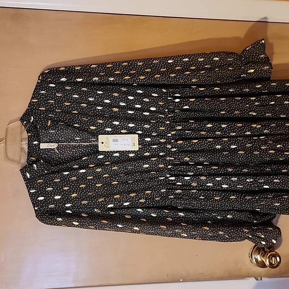 Maxi dressblack,beige with gold leaves .size M NWT - Picture 3 of 6